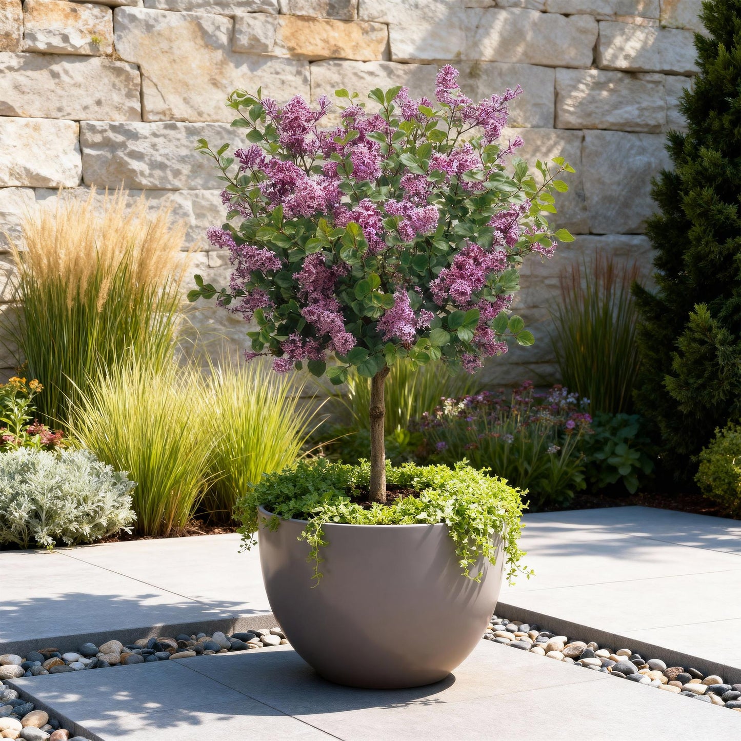GreenboutiQ - Stamm-Pflanze - Syringa meyeri Palibin - Terrassenpflanze - Laubabwerfend - Winterhart - Lila Blüte - Topf 19cm Höhe 90cm 