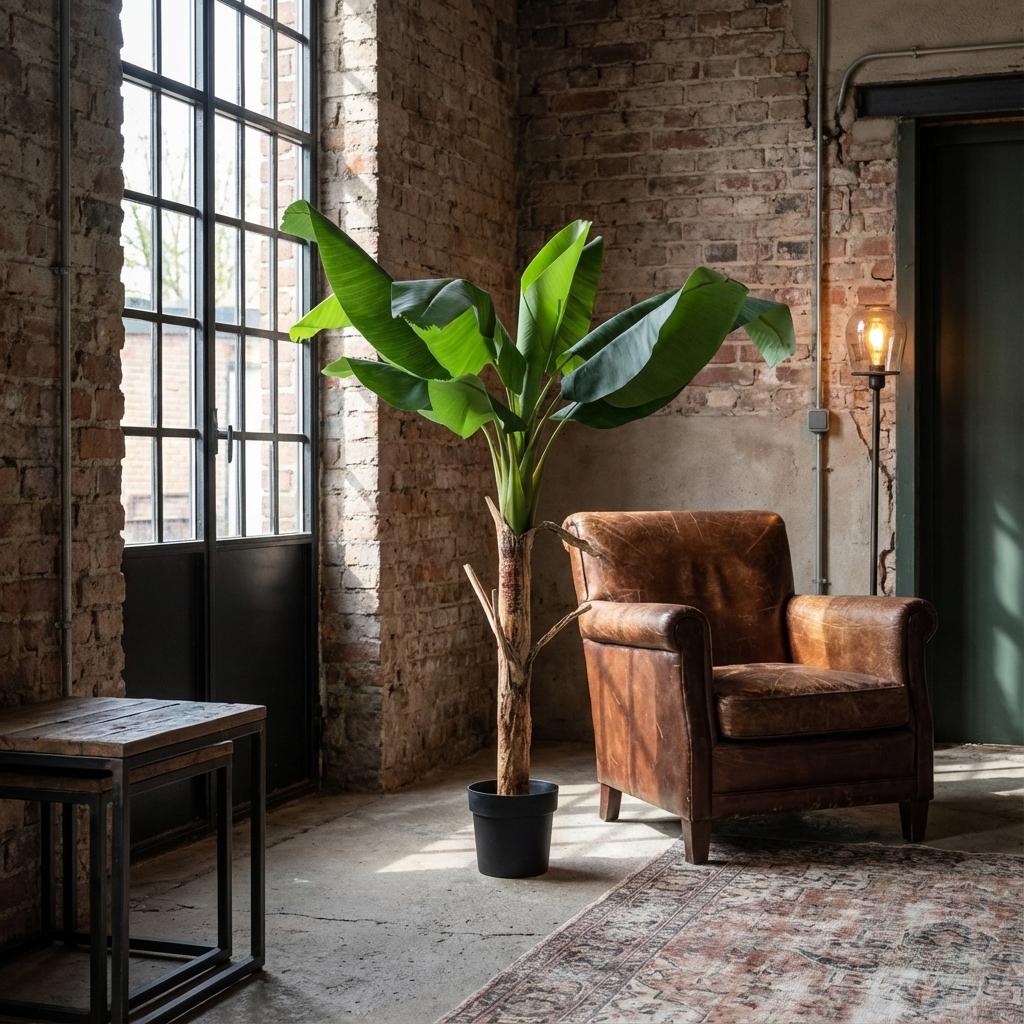 Bananenpflanze Musa Kunstpflanze 150cm – Tropische Deko Pflanze – Pflegefreie Kunstpalme für Wohnzimmer Büro & Empfangsbereich