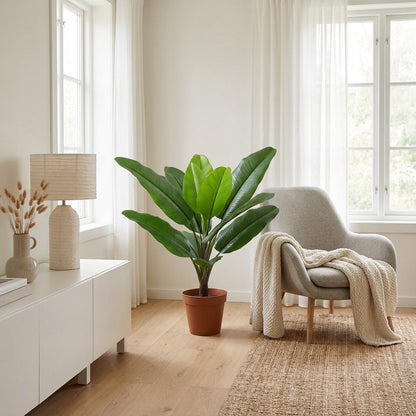 Philodendron Jungle King Kunstpflanze 45cm – Tropische Deko Pflanze – Pflegefreie Zimmerpflanze für Wohnzimmer Büro & Fensterbank