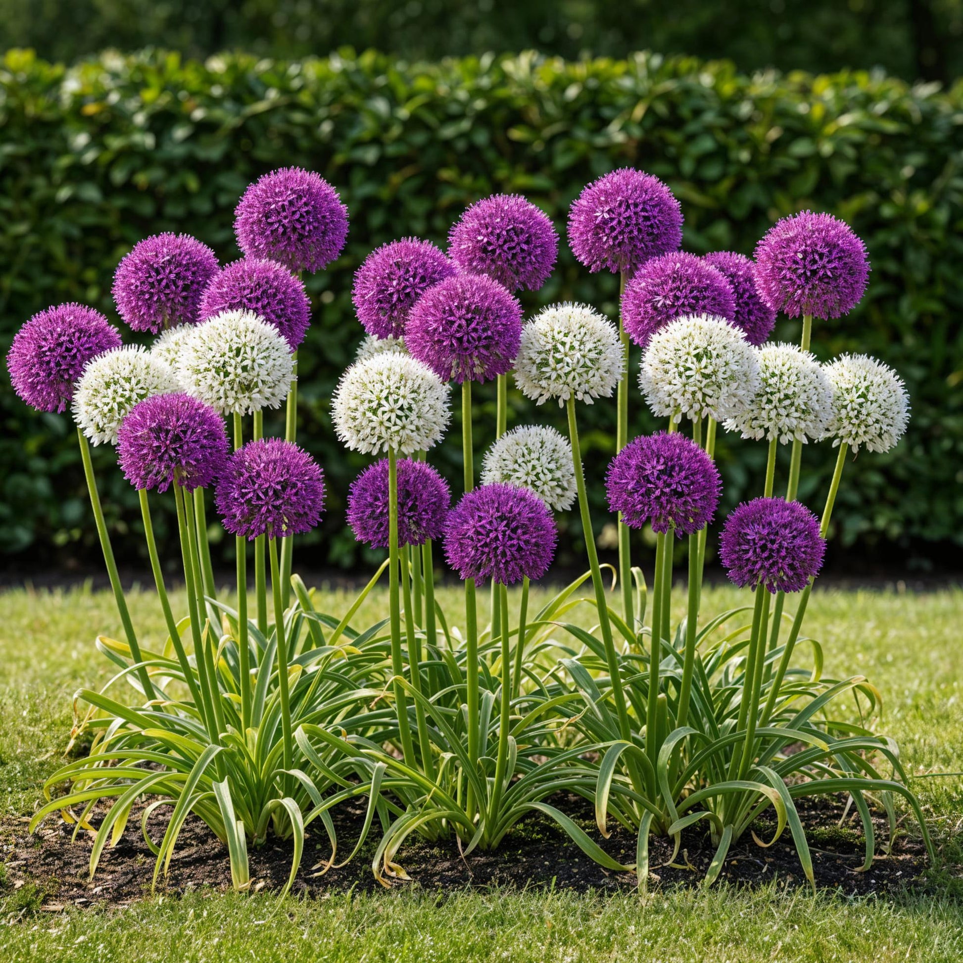 GreenboutiQ - Blumenzwiebeln - Allium Purple White Mix - Farbe Lila und Weiß - 15 Stück - Zwiebelgröße 10/12 - XXL Pack 