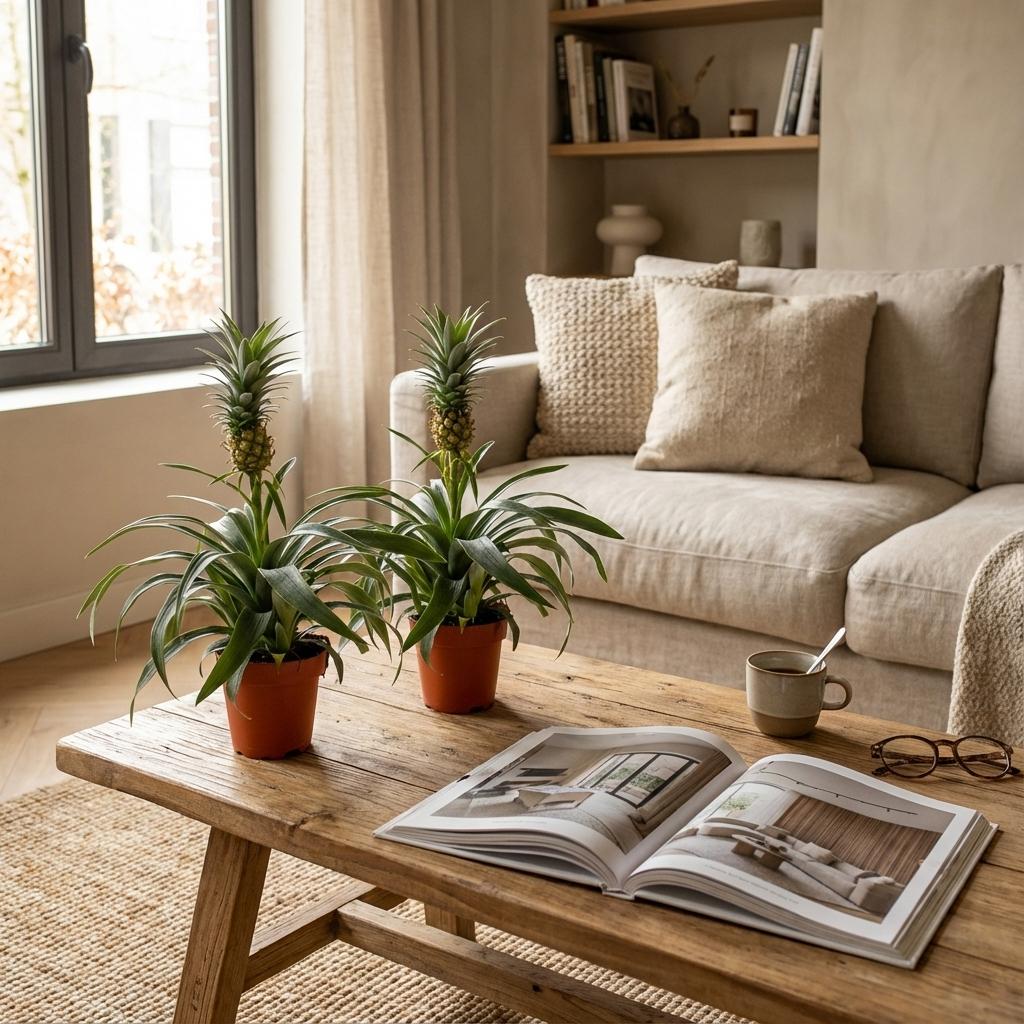 Ananaspflanze Mi Amigo – 2 Pflanzen – Ø12cm – Höhe 35–40cm – Tropische Zimmerpflanze mit Zierananas – Exotische Dekopflanze für Zuhause 