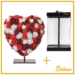 Herz DELUXE Deko-Objekt auf Ständer – 15 cm – Edle Farbmischung in Rot, Bordeaux & Weiß – Geschenkidee mit luxuriöser Verpackung – Nur für Innenräume 