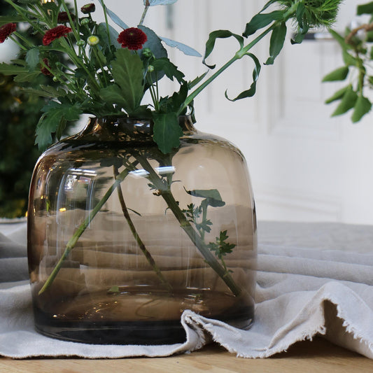 Vase Glas - M - H25 W25 - Bartica - Taupe 