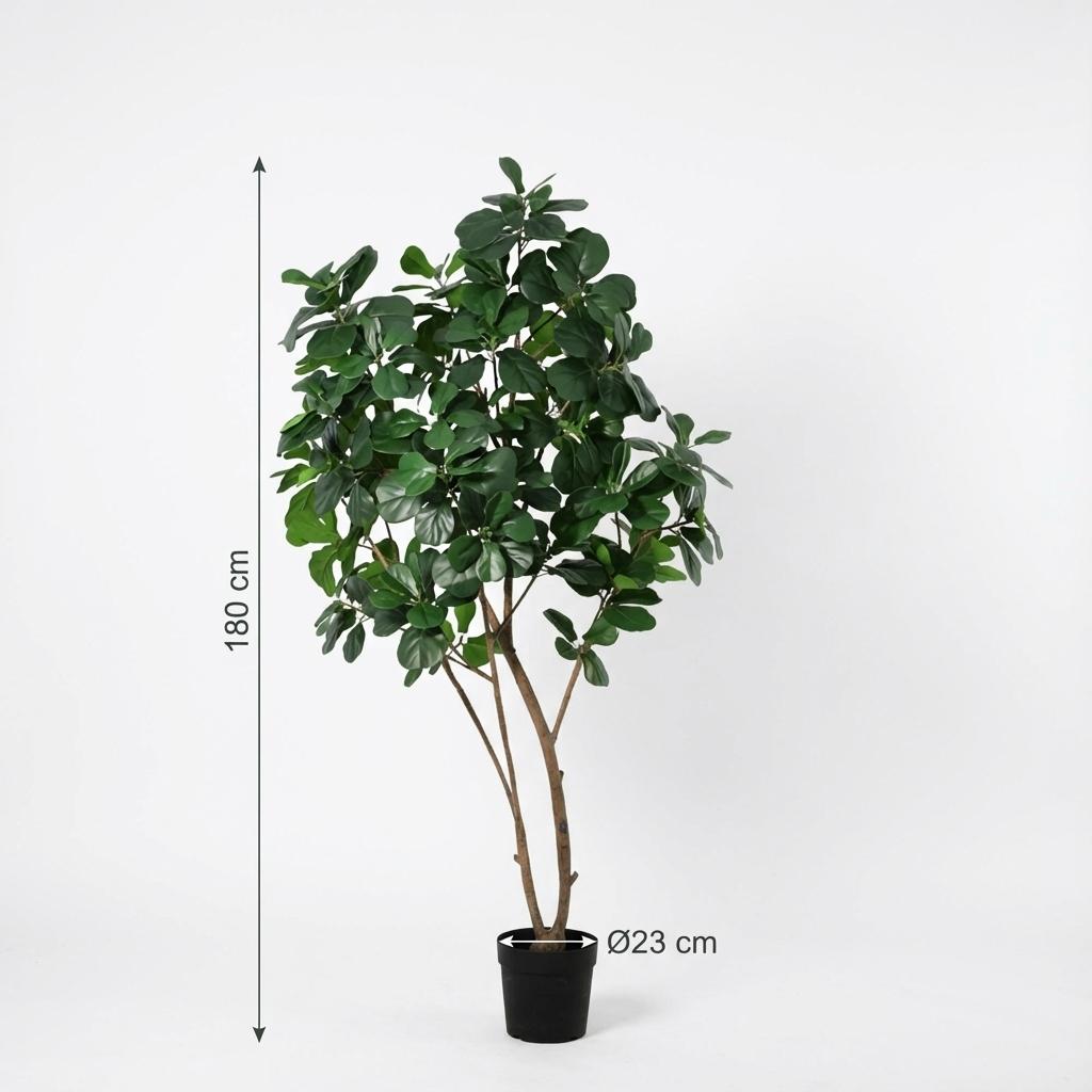 Ficus Lyrata Tree Kunstpflanze 180cm – Große Geigenfeige Deko Baum – Pflegefreie Zimmerpflanze für Wohnzimmer Büro & Empfangsbereich