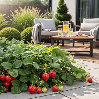 GreenboutiQ - Obstpflanzen - Erdbeere - Fragaria Elsanta - Winterhart - 3 Pflanzen - Topf 9 cm - Rote Erdbeere 