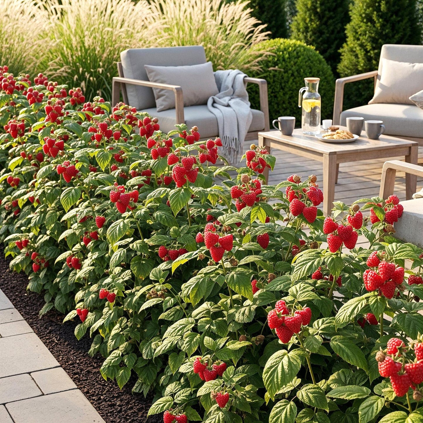 Himbeere Rubus idaeus Ottawa winterhart 6 Pflanzen Ø9cm Höhe 30cm – Rote Himbeere für Garten Beet Balkon & Terrasse – Süße Früchte 