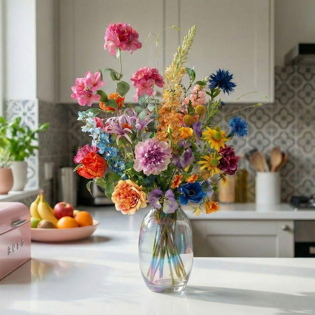 Kunstblumenstrauß - Summer Garden Deluxe - Real Touch - 19 Stiele - ↑ 100 cm 