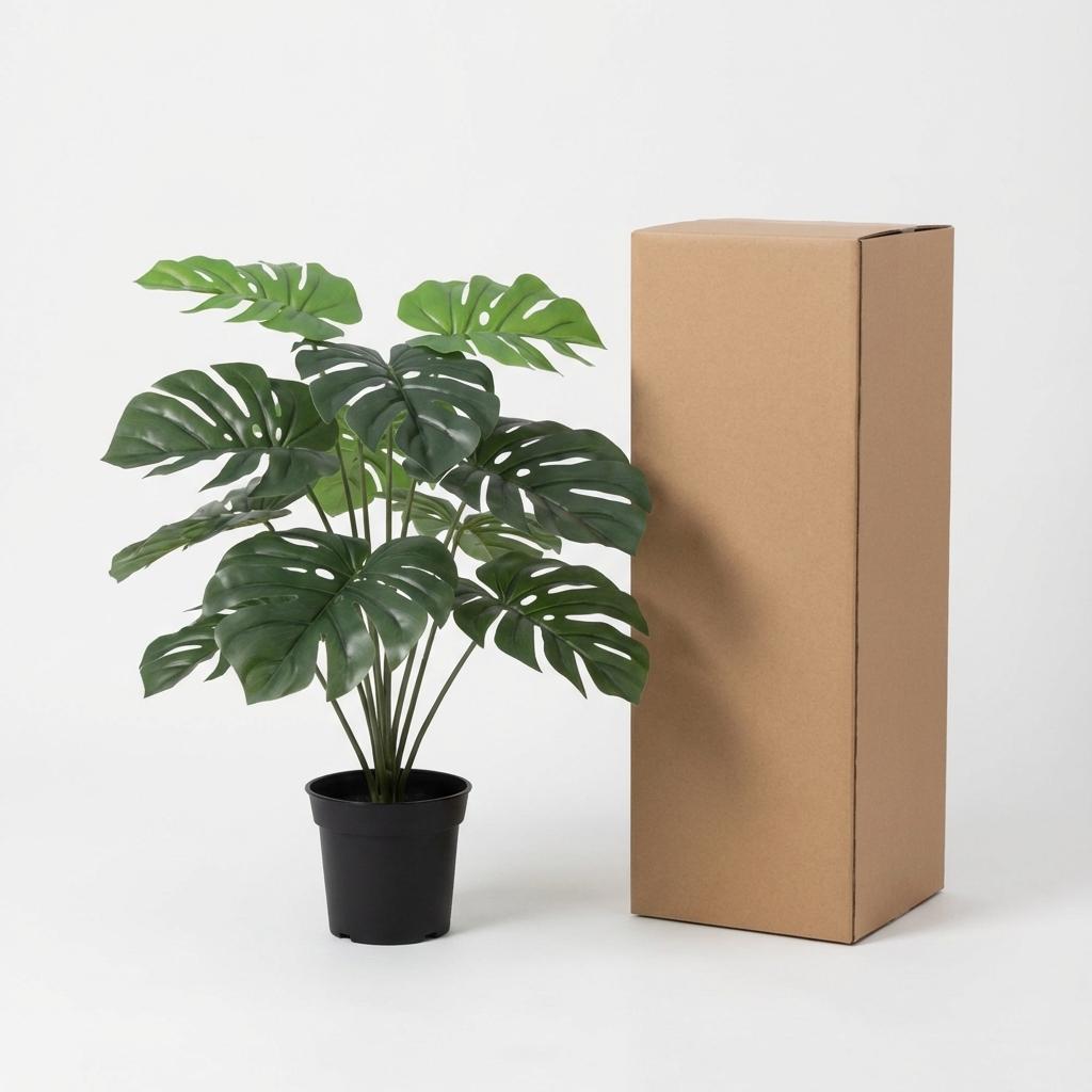 Monstera Deliciosa Kunstpflanze 45cm – Fensterblatt Deko Pflanze – Pflegefreie Zimmerpflanze für Wohnzimmer Büro & Fensterbank