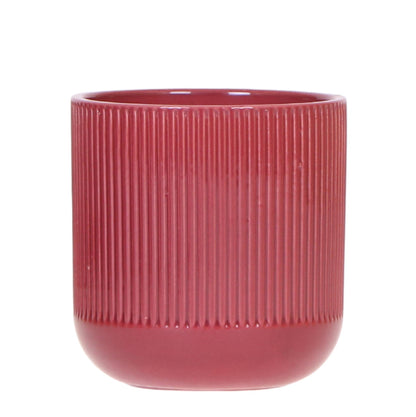 Flare Dekotopf Red – Stilvoller Retro-Blumentopf Ø9cm – Rotes Rillenmuster – Bold Seventies Design 