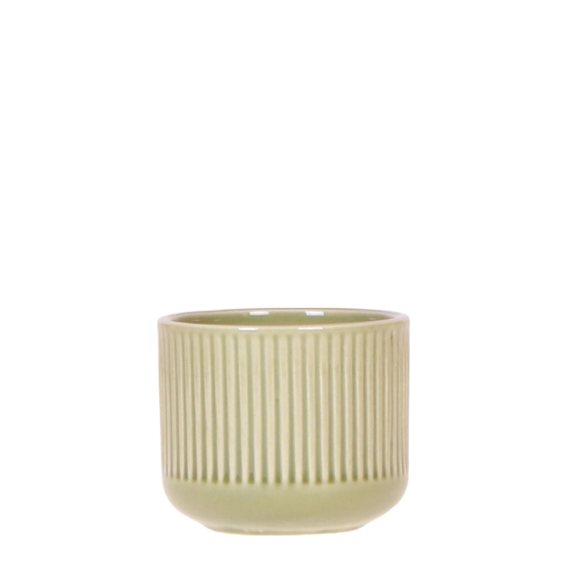 Flare Dekotopf Green – Ø6cm – Kleiner Retro-Blumentopf mit Rillenstruktur – Bold Seventies Design – Für Mini-Zimmerpflanzen & stilvolle Akzente im Innenbereich 