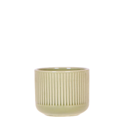 Flare Dekotopf Green – Ø6cm – Kleiner Retro-Blumentopf mit Rillenstruktur – Bold Seventies Design – Für Mini-Zimmerpflanzen & stilvolle Akzente im Innenbereich 