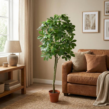 Pachira Aquatica Kunstpflanze 150cm – Große künstliche Glückskastanie – Realistische Deko Pflanze für Wohnzimmer Büro & Empfangsbereich