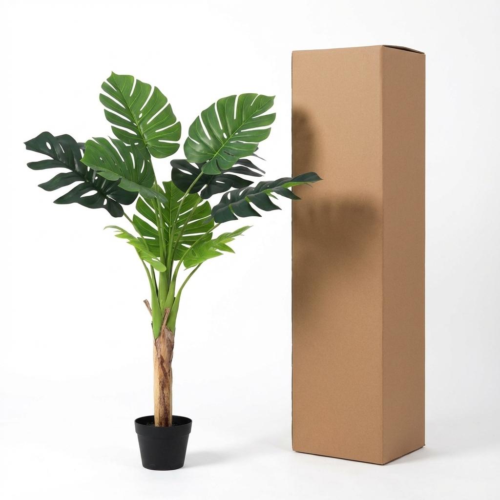 Monstera Deliciosa Kunstpflanze 120cm – Große Fensterblatt Deko Pflanze – Pflegefreie Zimmerpflanze für Wohnzimmer Büro & Empfangsbereich