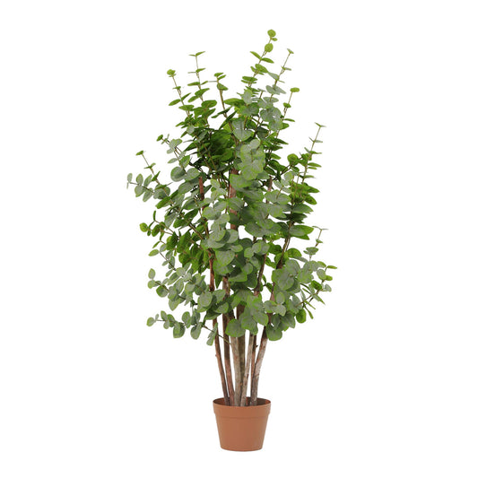 Künstlicher Eukalyptus Green 120cm im Topf – realistische Kunstpflanze mit luftiger Blattstruktur – pflegefreie Zimmerdeko für Wohnzimmer, Flur & Büro – ganzjährig grün, inkl Basistopf 
