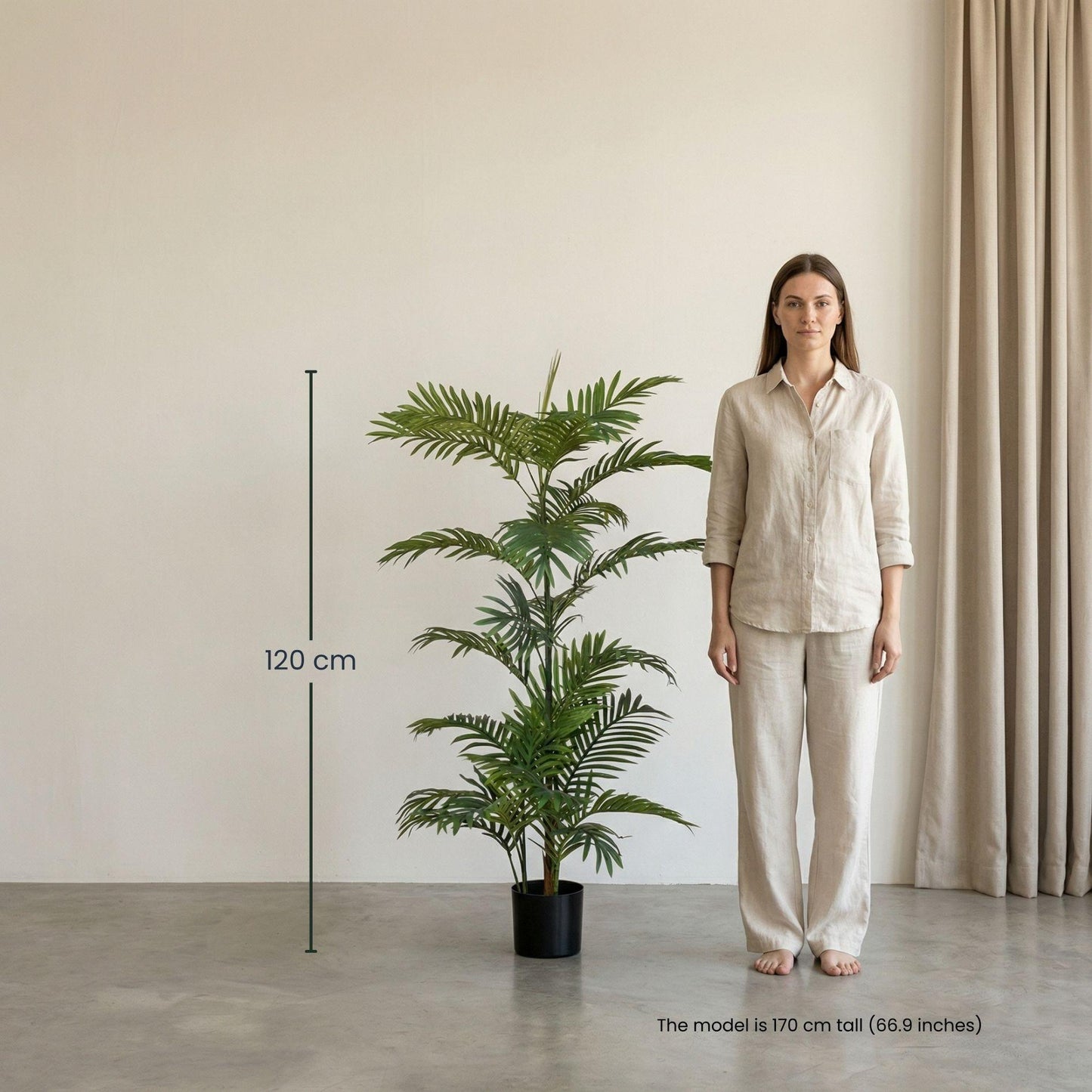 Palm Phoenix Kunstpflanze – ca.120cm – Realistische künstliche Palme – Pflegefreie Dekopflanze für Wohnzimmer Büro Gastronomie & Empfangsbereiche