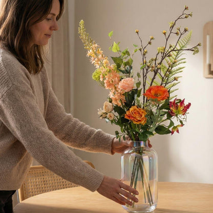 Kunstblumenstrauß - Amber Peach Deluxe - Real Touch - 12 Stiele - ↑ 105 cm 