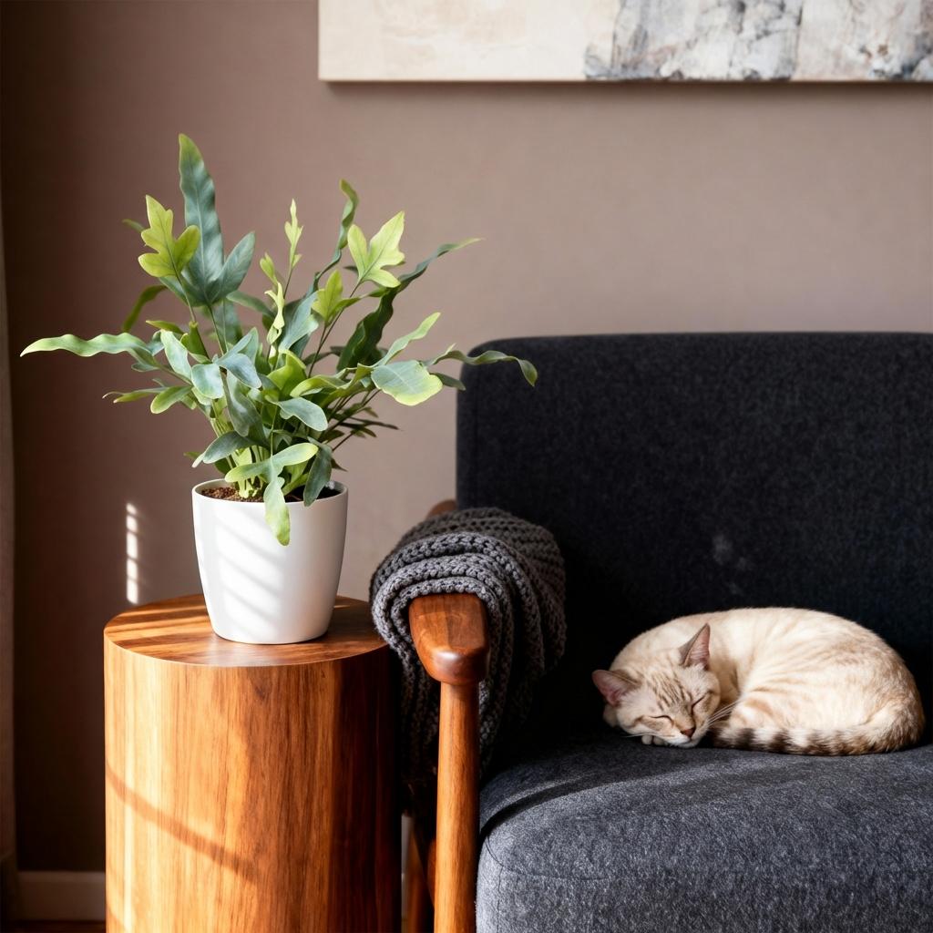 Green boutiQ - Zimmerpflanze - Phlebodium aureum Blue Star - Blaue Farn - Haustierfreundliche Pflanze - Blau - 4 Pflanzen - mit Potter Weiß - Topf 12cm - Höhe 25cm 