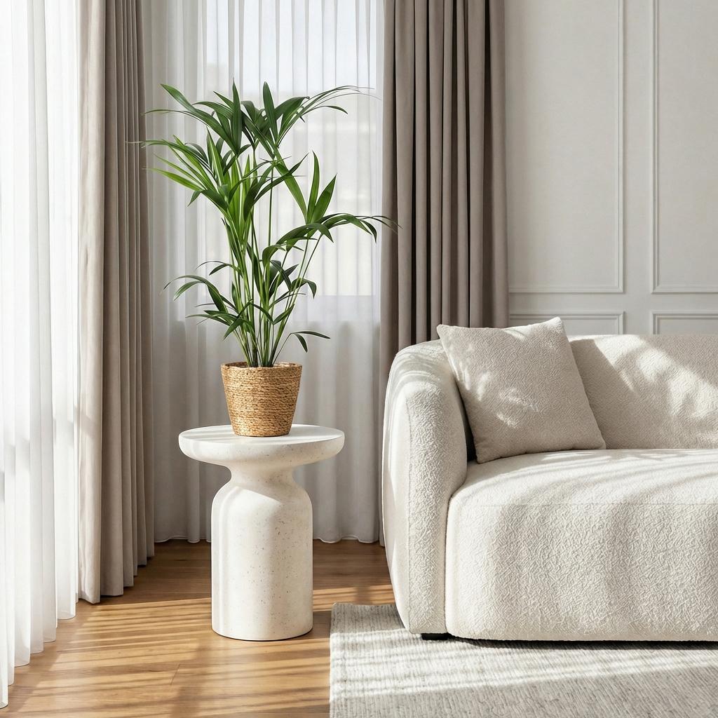 Green boutiQ - Zimmerpflanze - Howea Forsteriana - Kentia Palme - Wenig Pflege - Grün - 1 Pflanze - mit Korb - Topf 19cm - Höhe 80-85cm 