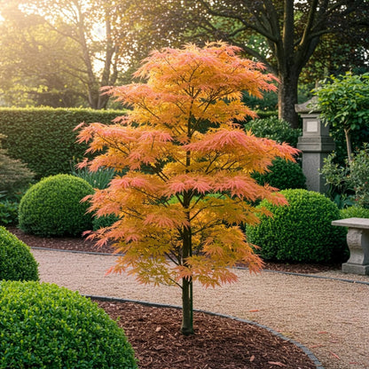 GreenboutiQ - Gartenpflanze - Acer palmatum Katsura - Orange - 3 Pflanzen - Laubabwerfend - Pflegeleicht - Topf 12cm Höhe 35cm 