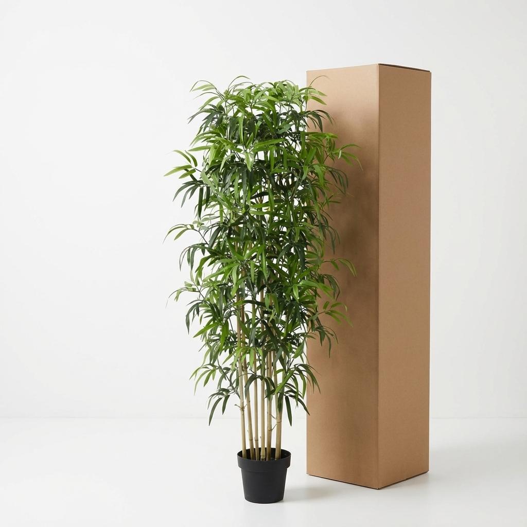 Künstlicher Bambus 150cm – Bambus Kunstpflanze im Topf – Pflegefreie Deko Pflanze für Wohnzimmer Büro & Empfangsbereich