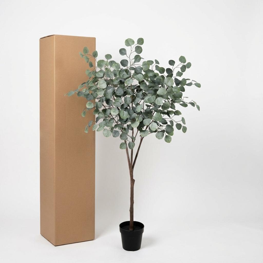 Eukalyptus Baum Kunstpflanze 150cm – Realistische Eucalyptus Deko Pflanze – Pflegefreie Zimmerpflanze für Wohnzimmer Büro & Empfangsbereich