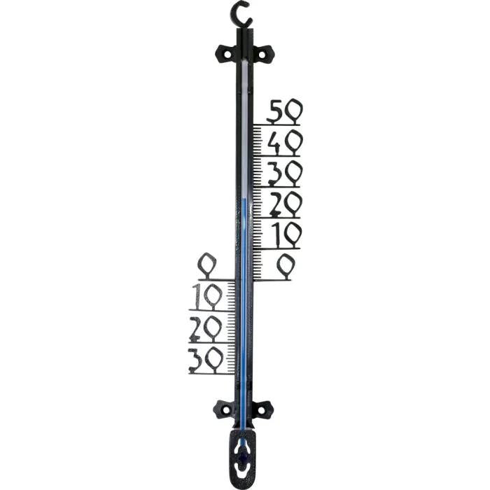 Gartenthermometer – Außenthermometer 26cm – Schwarz – Wetterfestes Wandthermometer – Temperaturanzeige -30°C bis +50°C – Große Zahlen 