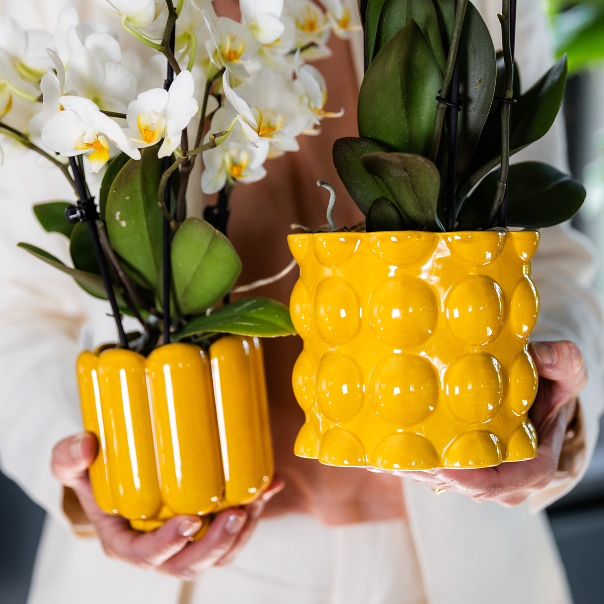 Kolibri Home | Cotton Shine Übertopf - Yellow - Ø12cm 