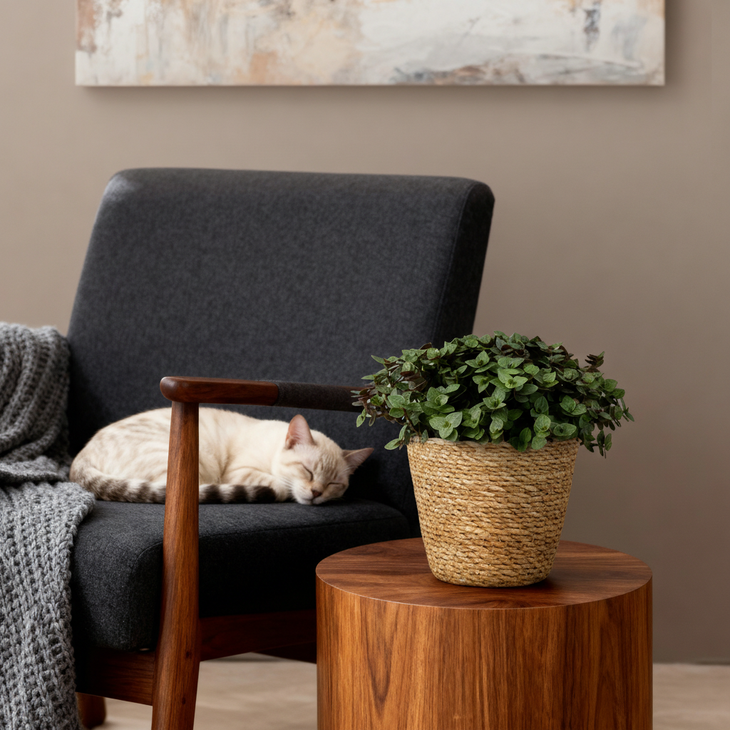 Green boutiQ - Zimmerpflanze - Calissia repens - Katzengras - Haustierfreundlich - Grün - 2 Pflanzen - mit Korb - Topf 12cm - Höhe 17-20cm 