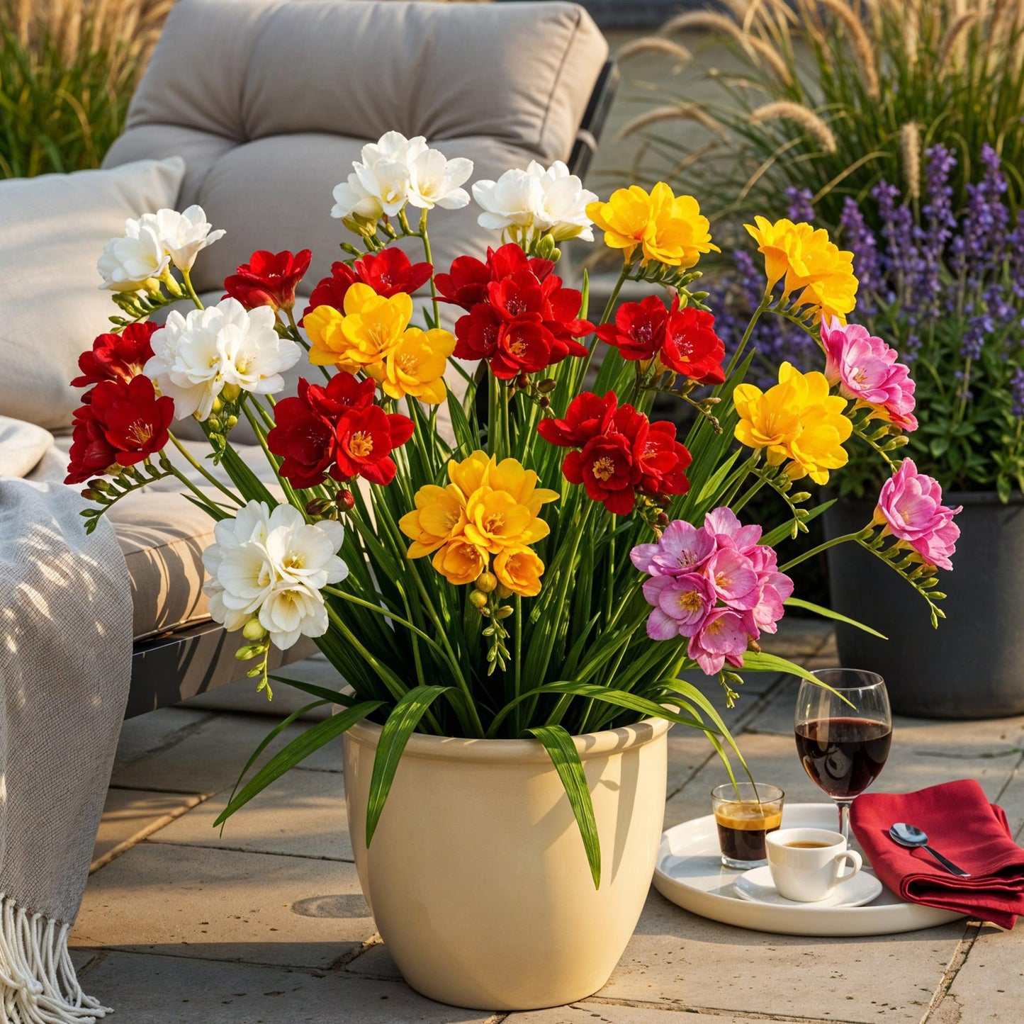 GreenboutiQ - Blumenzwiebeln - Freesia Double Mix - Verschiedene Farben - 40 Stück - Zwiebelgröße 5/6 - XXL Pack 