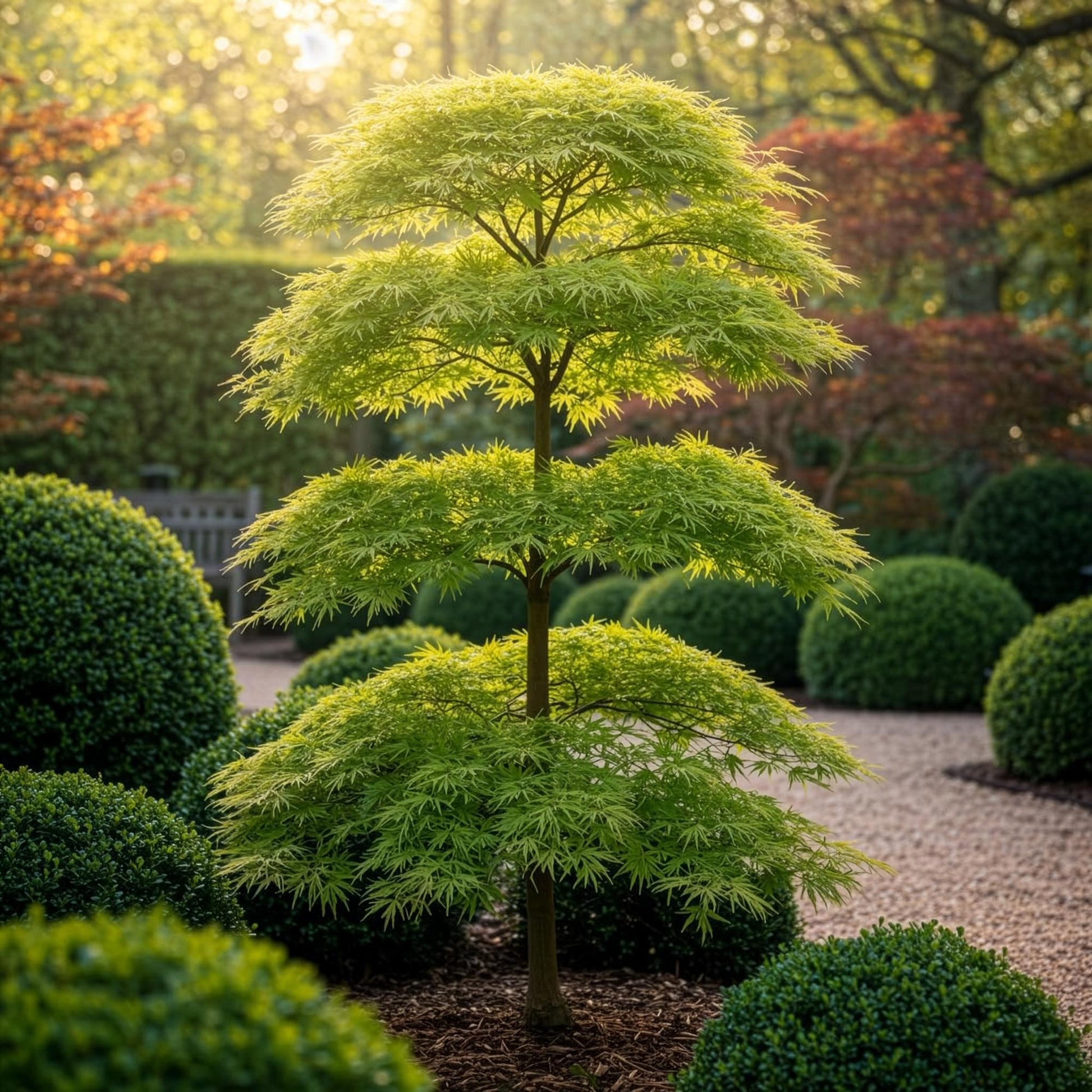 GreenboutiQ - Gartenpflanze - Acer palmatum Emerald Lace - Grün - 3 Pflanzen - Laubabwerfend - Wenig Pflege - Topf 12cm Höhe 35cm 