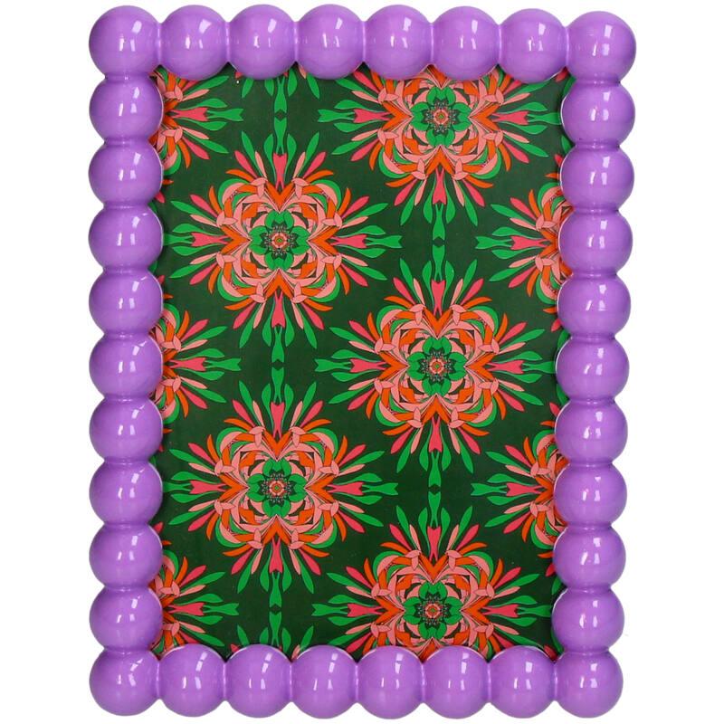 Fotorahmen – Perlen Polyresin – Lila – 13x18cm – Eleganter Bilderrahmen mit Perlenverzierung – Für Fotos, Portraits & Erinnerungen – Dekorative Tisch- & Regalaufstellung 
