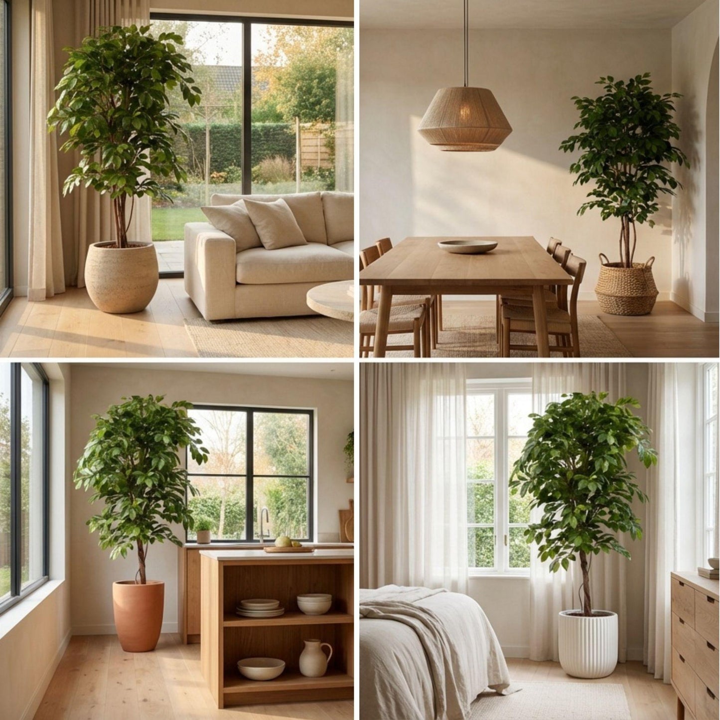 Ficus Deluxe Vine Kunstbaum – 140cm – Realistische Kunstpflanze für Innenräume – Pflegefreier künstlicher Baum mit dichtem Blattwerk – Ideal für Wohnzimmer & Büro