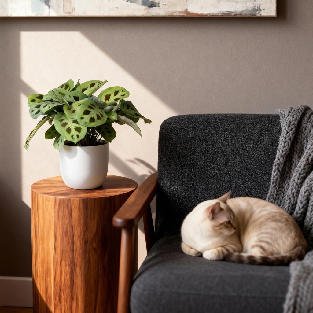 Green boutiQ - Zimmerpflanze - Maranta Fascinator Kerchoveana - Zebrapflanze - Haustierfreundliche Pflanze - Grün - 1 Pflanze - mit Potter Weiß - Topf 12cm - Höhe 25cm 