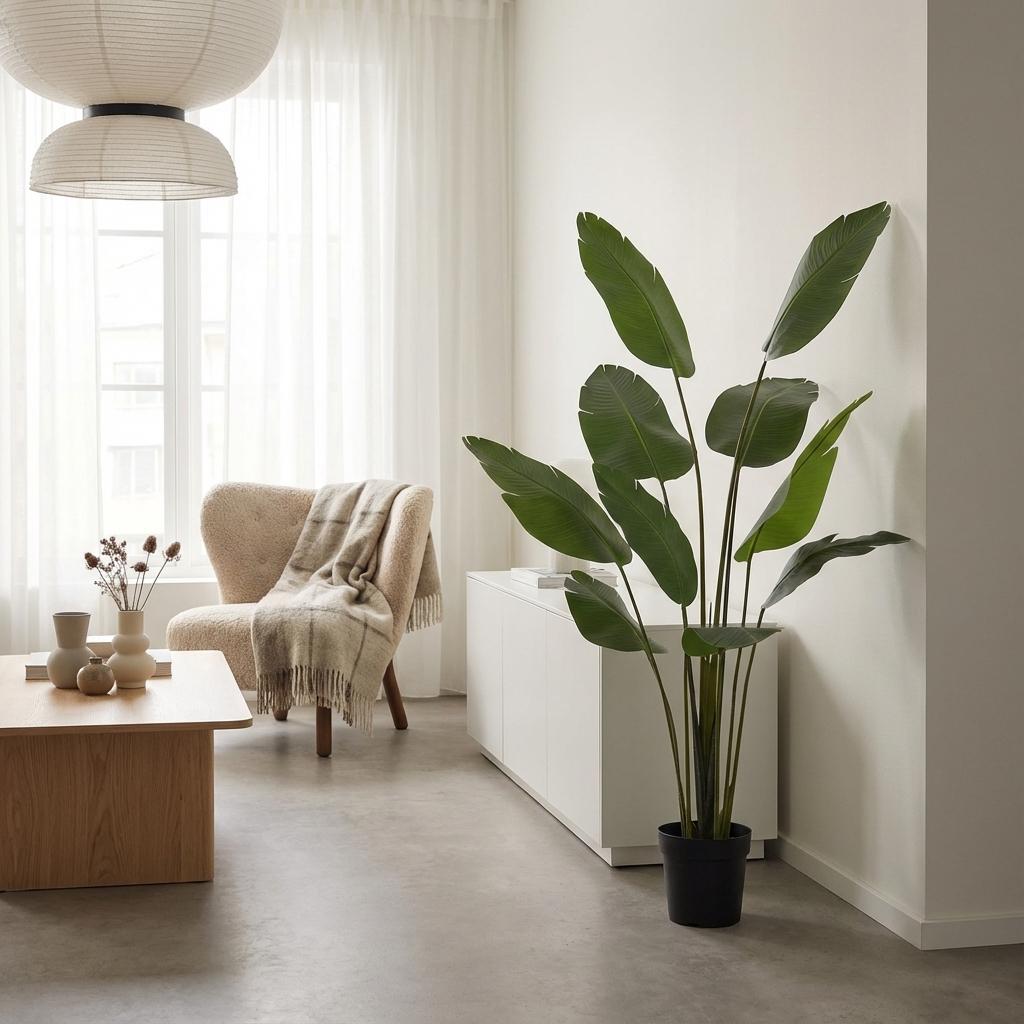 Strelitzia Nicolai Kunstpflanze 180cm – Große Paradiesvogelblume Deko Pflanze – Pflegefreie Zimmerpflanze für Wohnzimmer Büro & Empfangsbereich