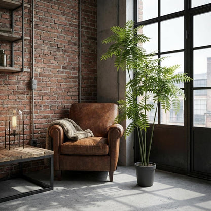 Mahonia Kunstpflanze 185cm – Große Deko Kunstpflanze mit buschigem Blattwerk – Pflegefreie Zimmerpflanze für Wohnzimmer Büro & Empfangsbereich