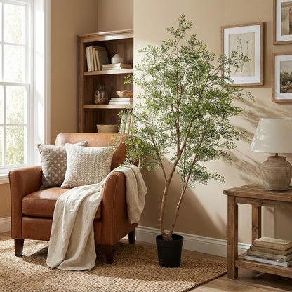 Cassia Baum Kunstpflanze 180cm – Große Deko Kunstpflanze – Pflegefreie Zimmerpflanze für Wohnzimmer Büro & Empfangsbereich