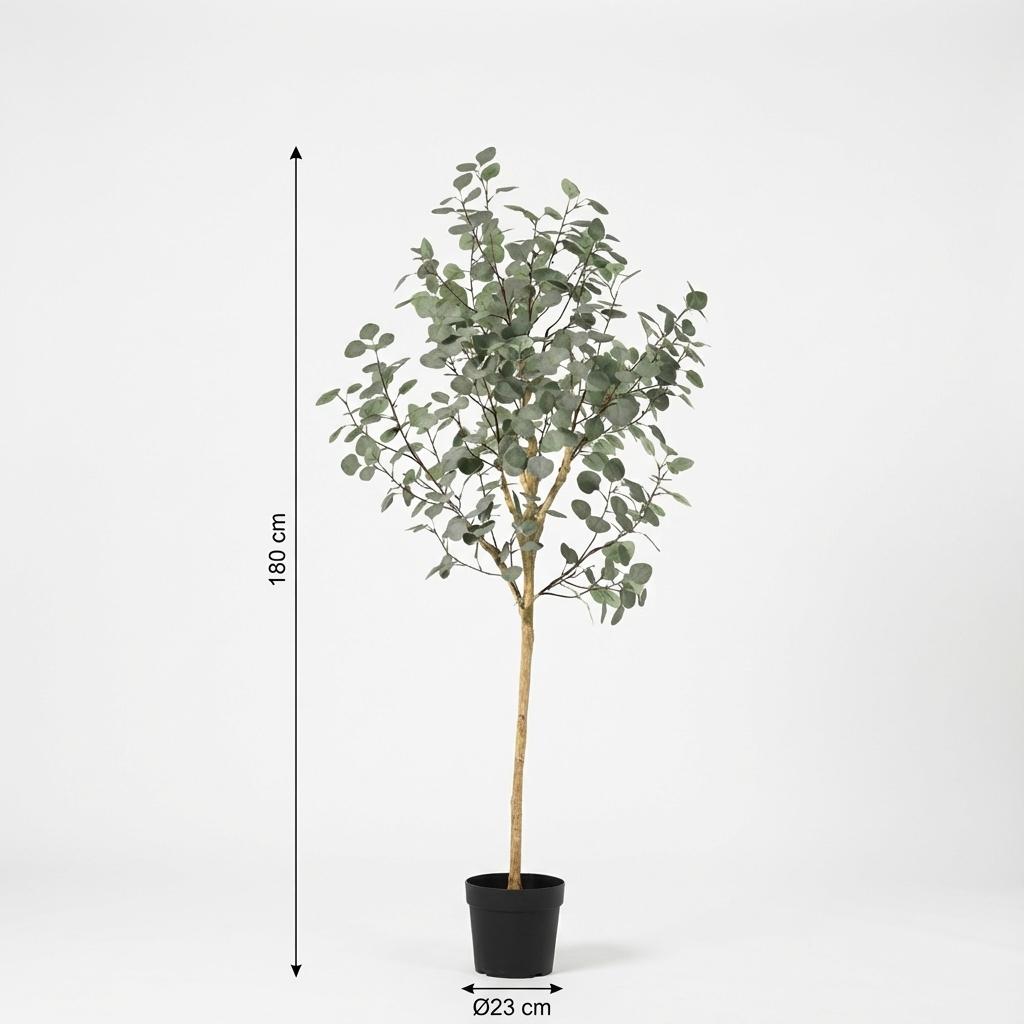 Eukalyptus Kunstpflanze 180cm – Großer Eucalyptus Baum Deko Pflanze – Pflegefreie Zimmerpflanze für Wohnzimmer Büro & Empfangsbereich