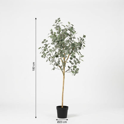 Eukalyptus Kunstpflanze 180cm – Großer Eucalyptus Baum Deko Pflanze – Pflegefreie Zimmerpflanze für Wohnzimmer Büro & Empfangsbereich