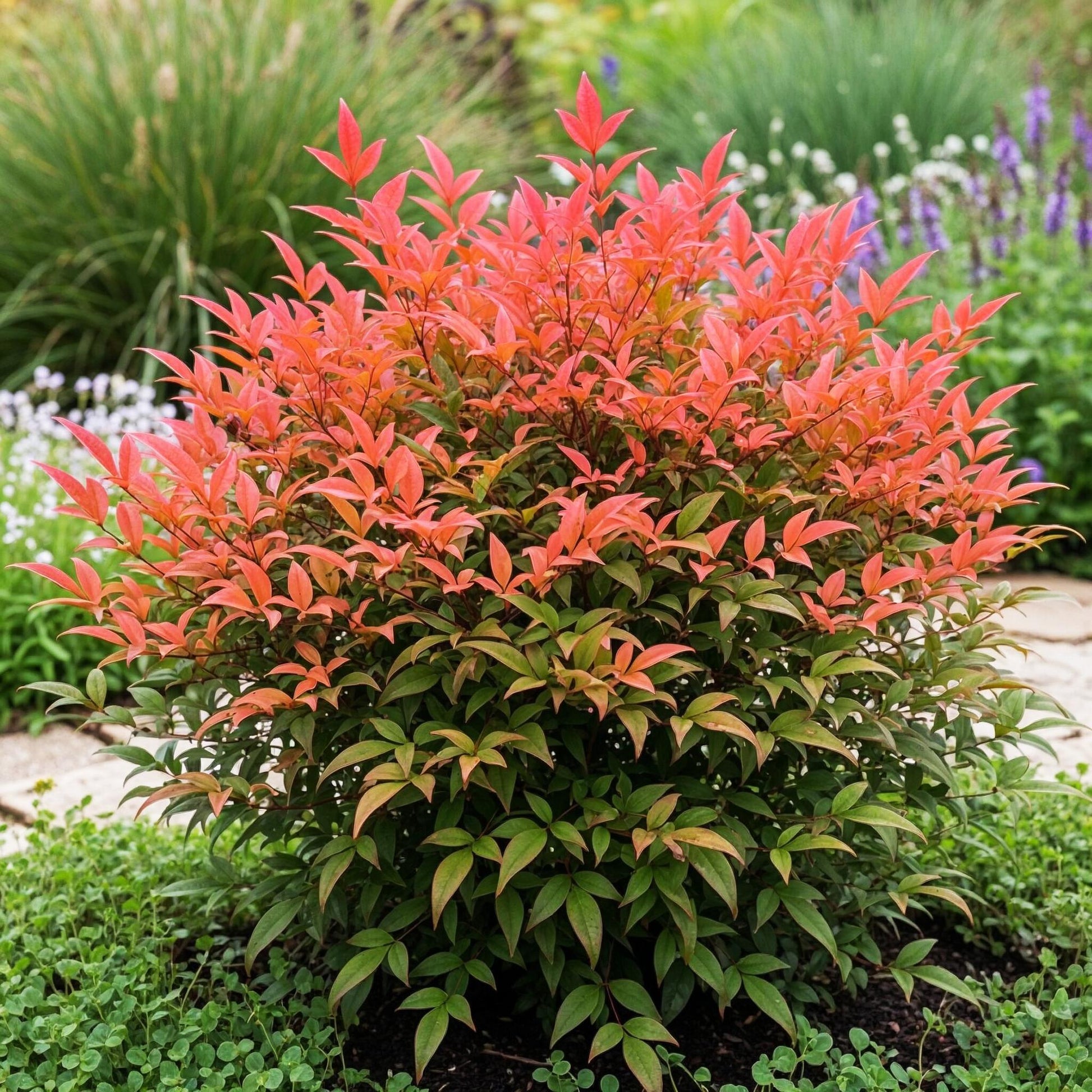 GreenboutiQ - Gartenpflanze - Nandina Obsessed - Rot - 2 Pflanzen - Immergrün - Wenig Pflege - Topf 17cm Höhe 45cm 
