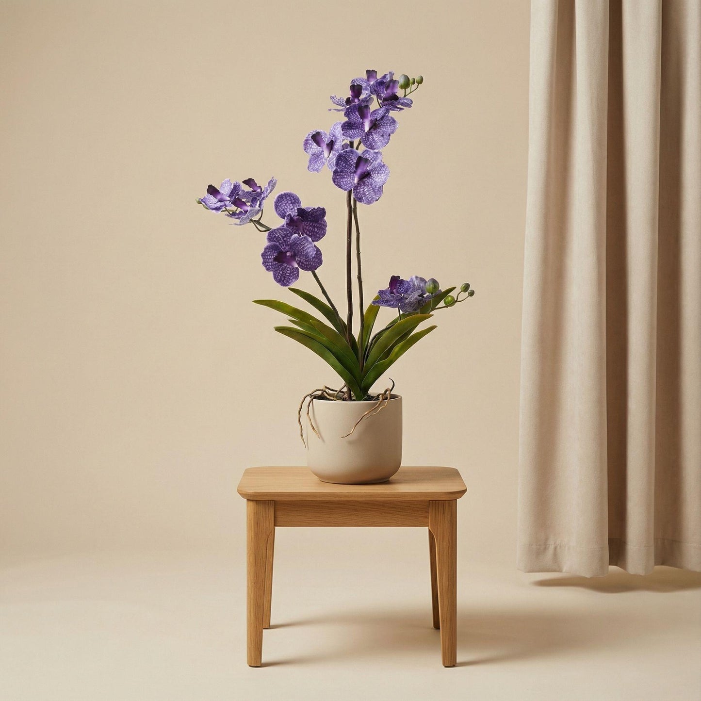 Orchidee Vanda Kunstpflanze – ca.60cm – Violett – Künstliche Orchidee im Topf – Pflegefreie Dekopflanze für Wohnzimmer Büro & Empfang