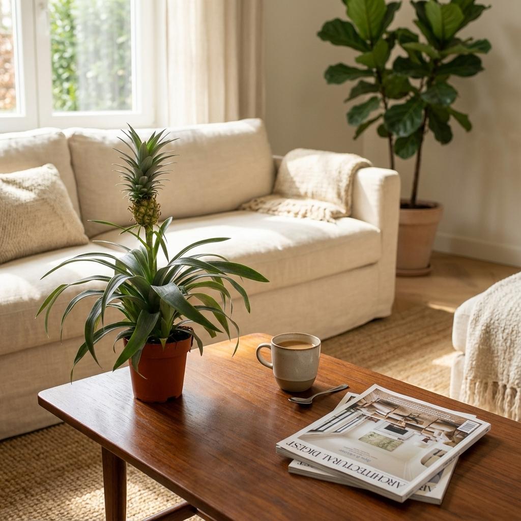 Ananaspflanze Mi Amigo – Ø12cm – Höhe 35–40cm – Tropische Zimmerpflanze mit dekorativer Mini-Ananas – Exotische Pflanze für Wohnraum & Büro 