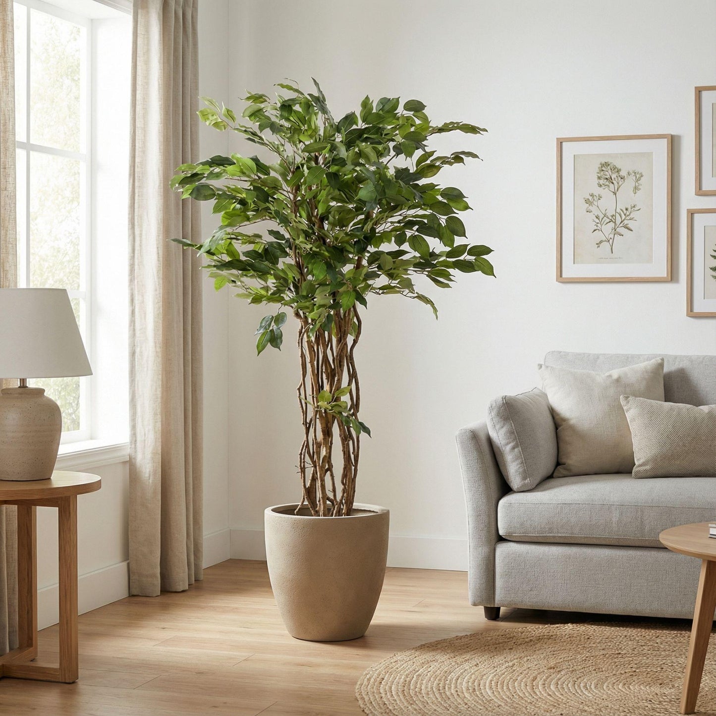 Ficus Liana Kunstbaum – 140cm – Hochwertige künstliche Pflanze mit realistischer Blattstruktur – Pflegefreier Deko Baum für Wohnzimmer Büro & Empfangsbereich