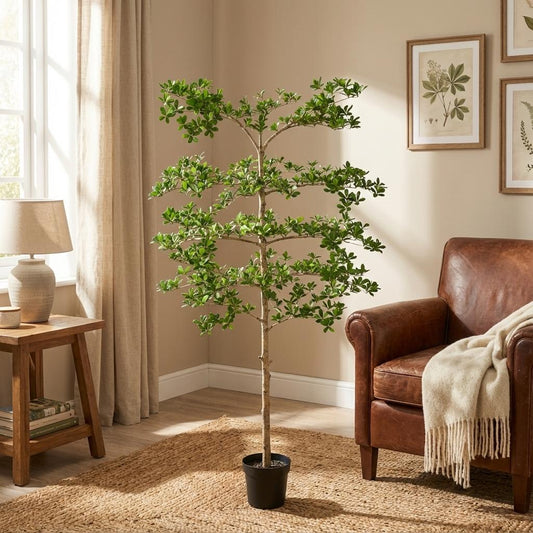 Bucida Kunstpflanze 200cm – Große Designer Deko Baum Pflanze – Pflegefreie Zimmerpflanze für Wohnzimmer Büro & Empfangsbereich