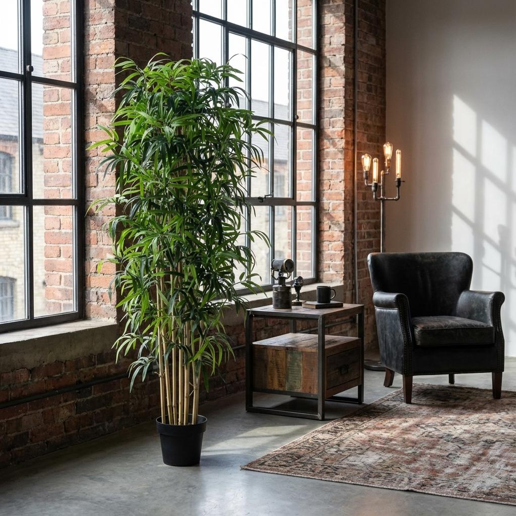 Künstlicher Bambus 180cm – Große Bambus Kunstpflanze im Topf – Realistische Deko Pflanze für Wohnzimmer Büro & Empfangsbereich