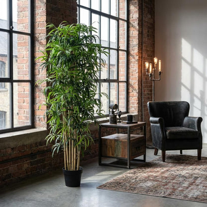 Künstlicher Bambus 180cm – Große Bambus Kunstpflanze im Topf – Realistische Deko Pflanze für Wohnzimmer Büro & Empfangsbereich