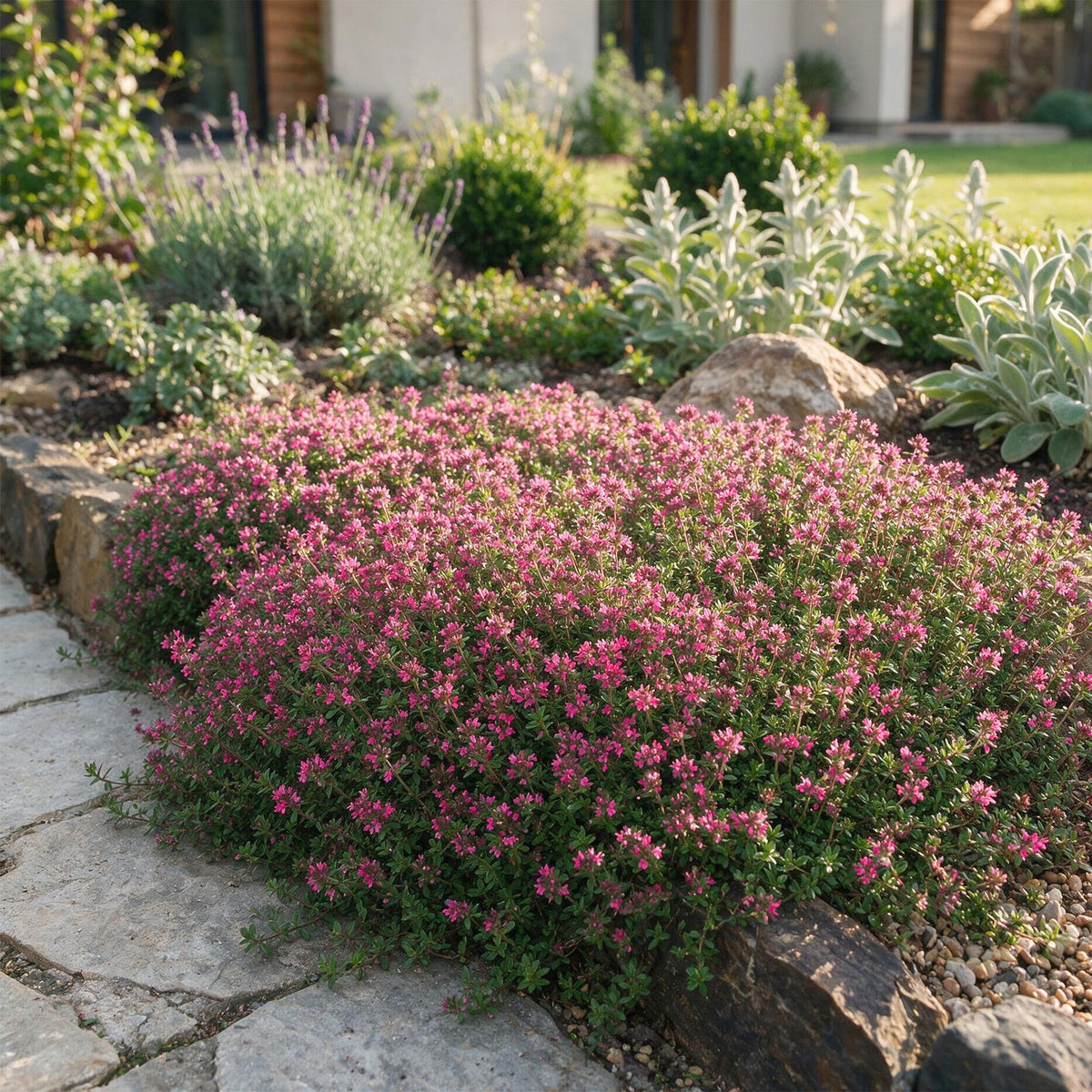 Kriech-Thymian 'Red Carpet' – Thymus praecox 'Red Carpet' – 6 Pflanzen – Topf Ø11cm – Bienenfreundliche Staude für Garten & Balkon