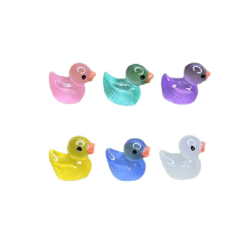 Glow in the Dark Badeenten – 7er Set – Bunte Mini-Enten 2cm – Leuchtend im Dunkeln – Für Terrarium, Minigarten & DIY-Deko
