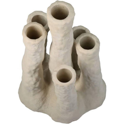 Blumenhalter Koraal – Ecru – Keramik Vase in Korallenform – Dekorativer Blumenhalter für Trockenblumen & Zweige – Maße 18×18×30 cm 