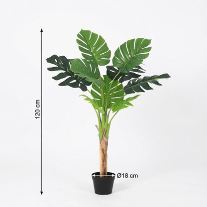 Monstera Deliciosa Kunstpflanze 120cm – Große Fensterblatt Deko Pflanze – Pflegefreie Zimmerpflanze für Wohnzimmer Büro & Empfangsbereich