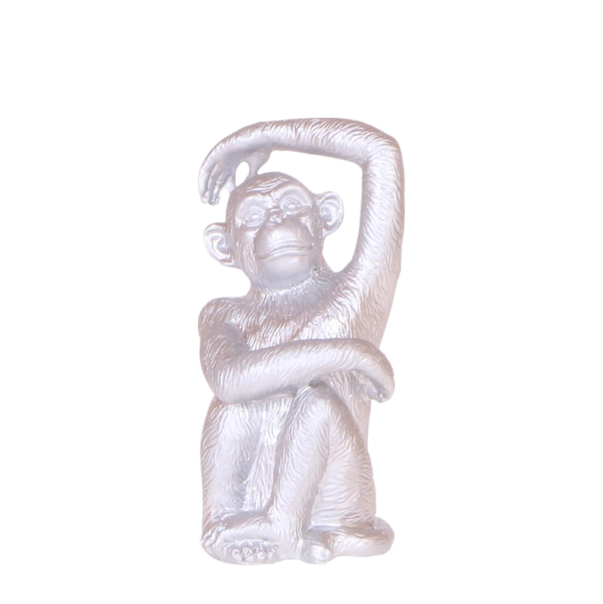 Kolibri Home | Ornament - Decoration sculpture Sitting Monkey - Silver 
